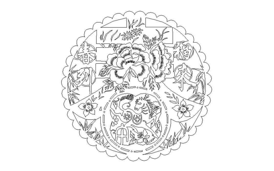 線切割春到福來(lái)圖紙